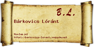 Bárkovics Lóránt névjegykártya